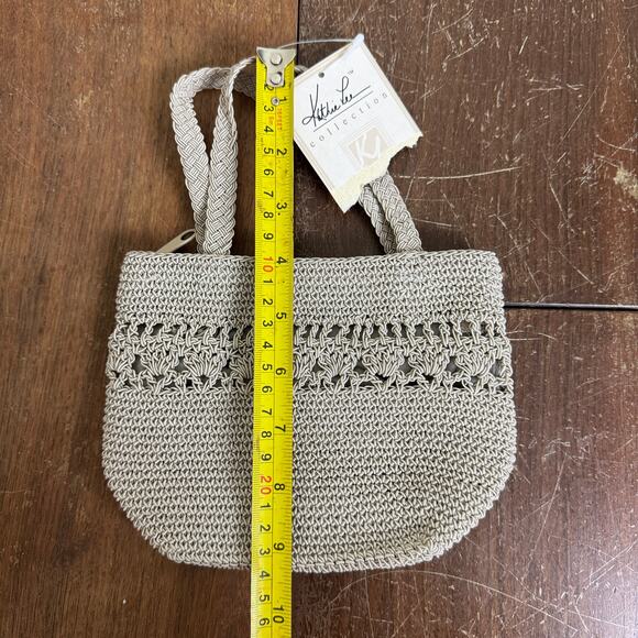 Kathie Lee VINTAGE Woven Hand Bag Taupe Greige Tan MINI - Picture 2 of 9